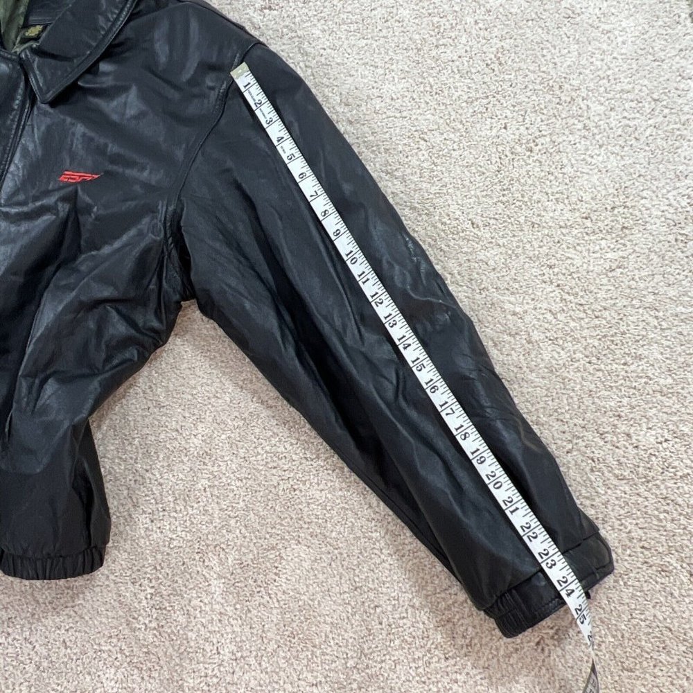 Port Authority Mens Leather Jacket XL Black Bomber ESPN - Picture 10 of 13